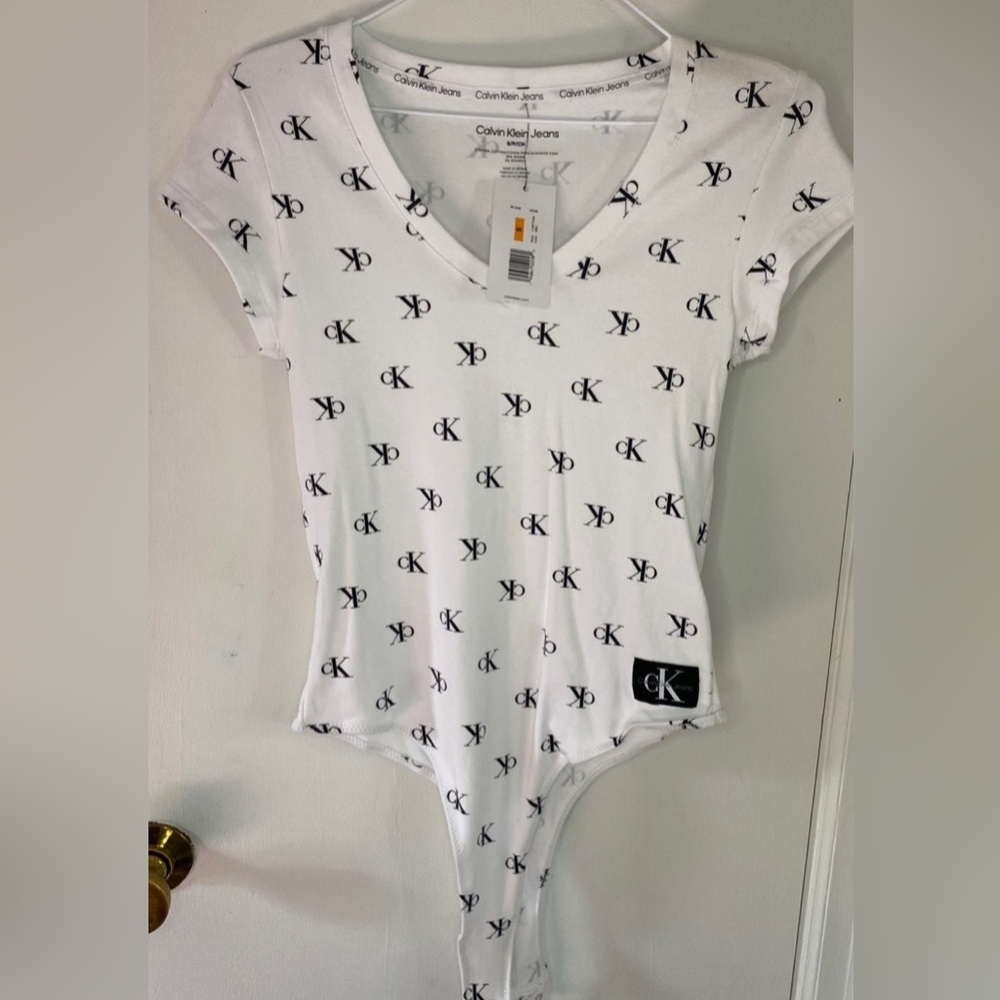Calvin Klein Jeans White Bodysuit with CK Logo